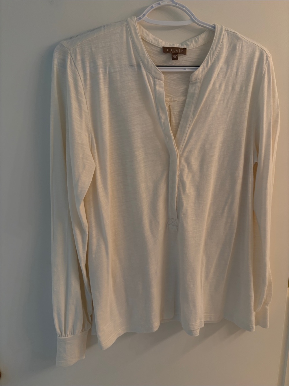 Lilla P Lightweight Cream Henley Tee